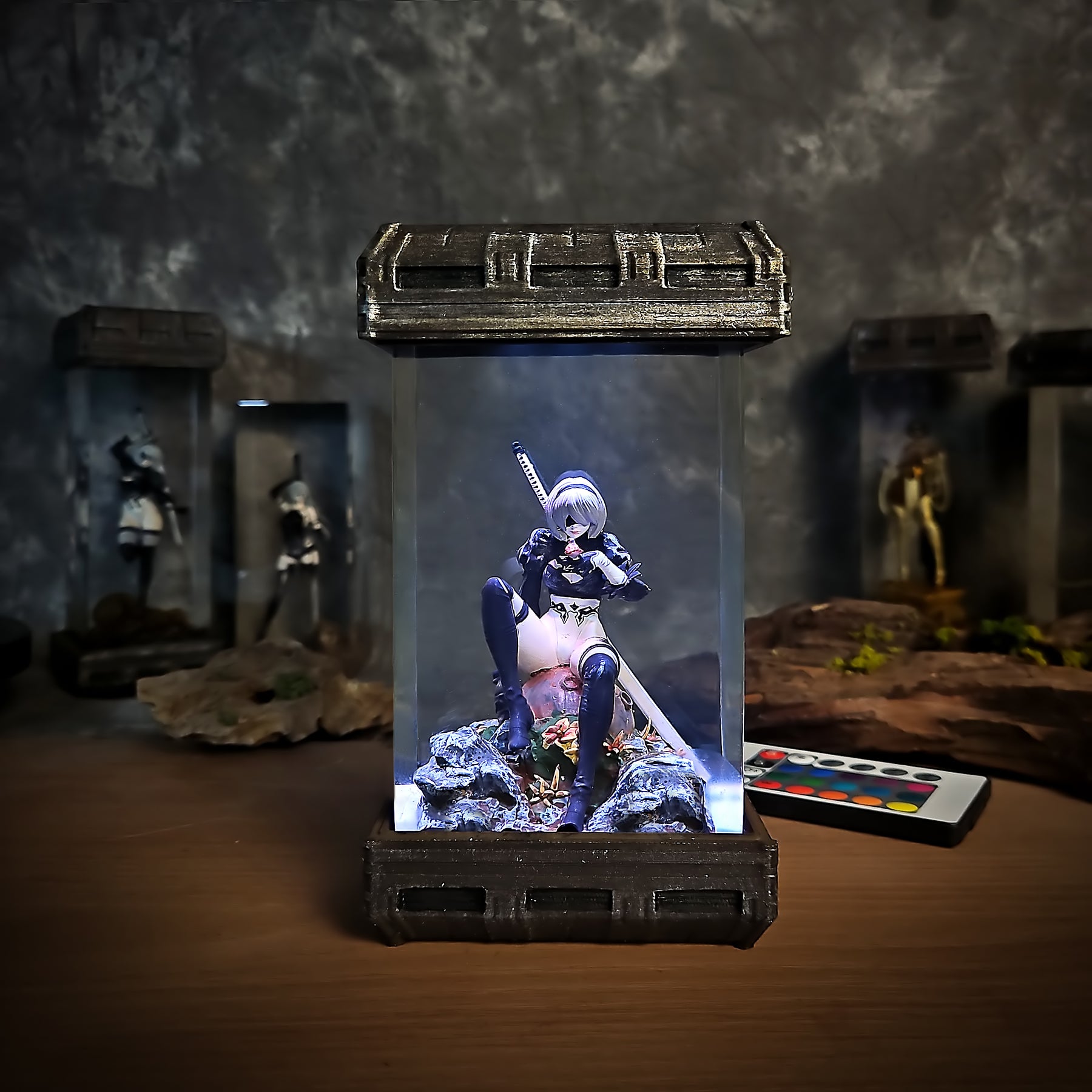 2B NieR Automata Epoxy Resin Lamp – YoRHa Android Gaming Diorama Light