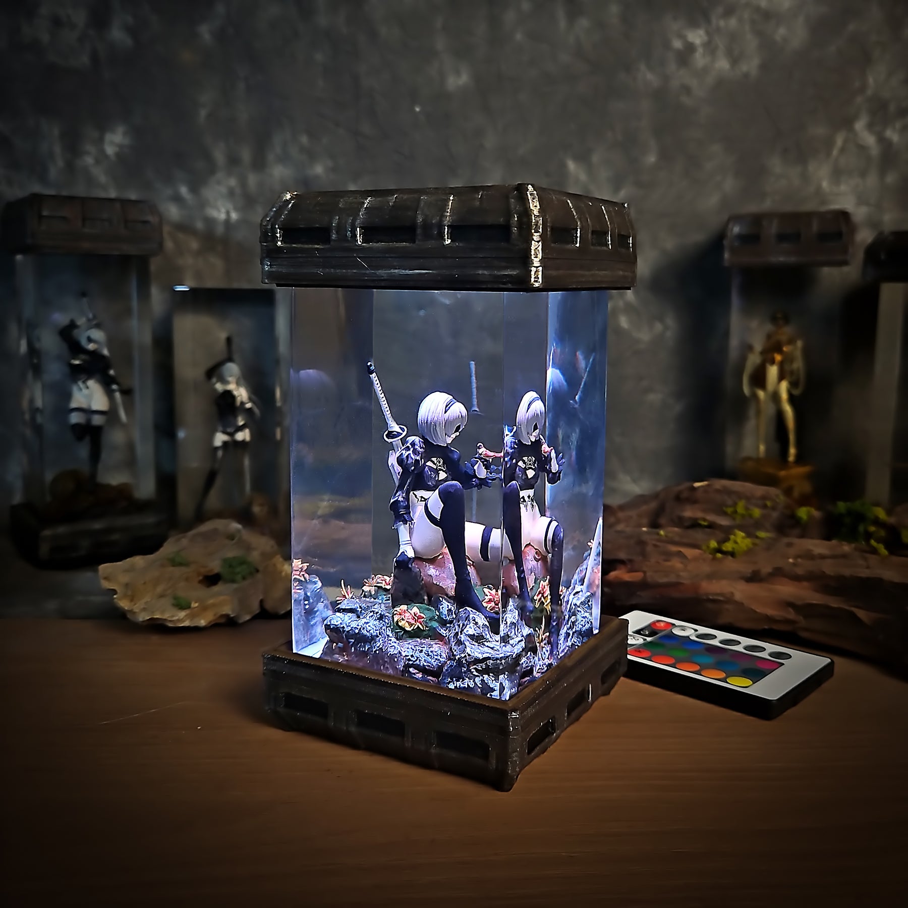 2B NieR Automata Epoxy Resin Lamp – YoRHa Android Gaming Diorama Light