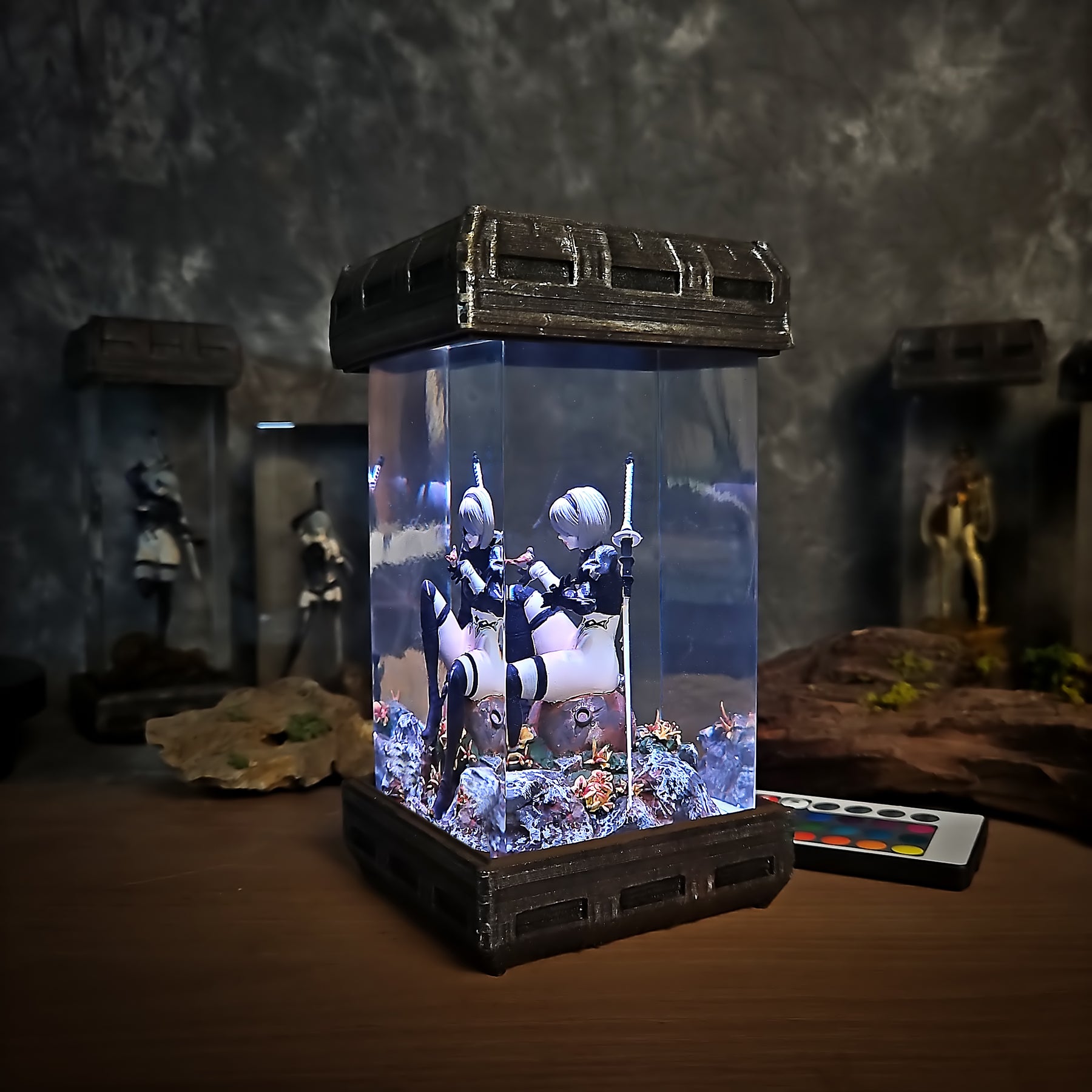 2B NieR Automata Epoxy Resin Lamp – YoRHa Android Gaming Diorama Light