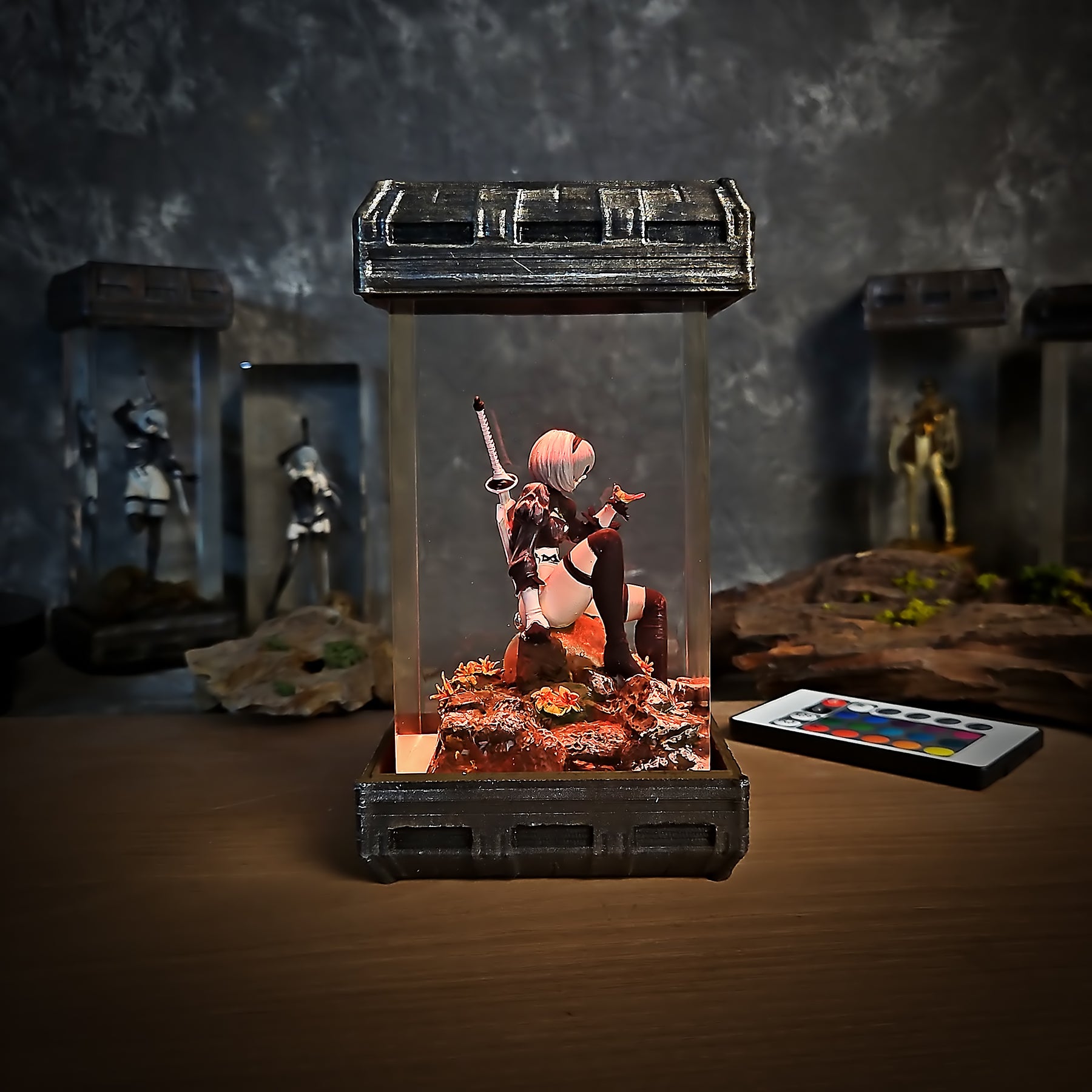 2B NieR Automata Epoxy Resin Lamp – YoRHa Android Gaming Diorama Light