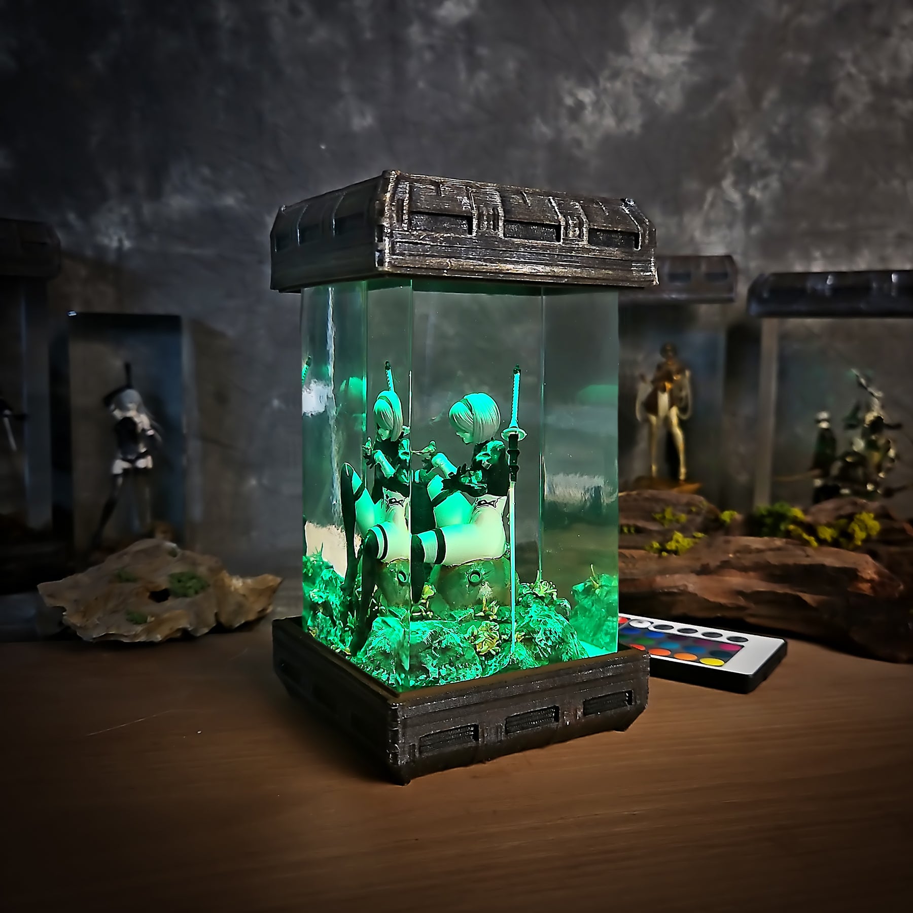 2B NieR Automata Epoxy Resin Lamp – YoRHa Android Gaming Diorama Light