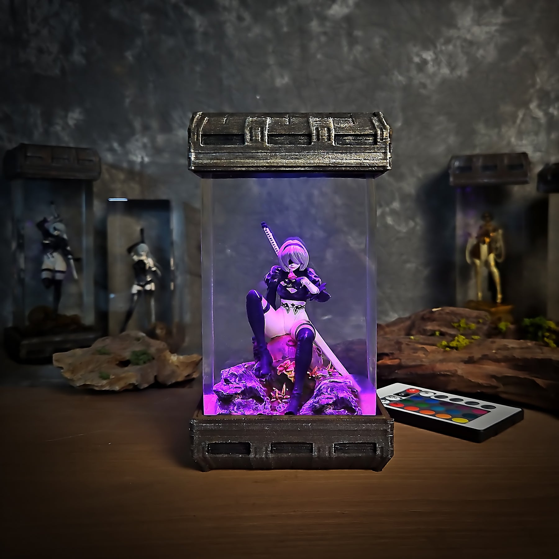 2B NieR Automata Epoxy Resin Lamp – YoRHa Android Gaming Diorama Light