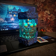 Halloween Haunted Mansion Epoxy Resin Lamp – Ghost House RGB LED Diorama Decor