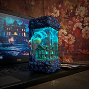 Halloween Haunted Mansion Epoxy Resin Lamp – Ghost House RGB LED Diorama Decor