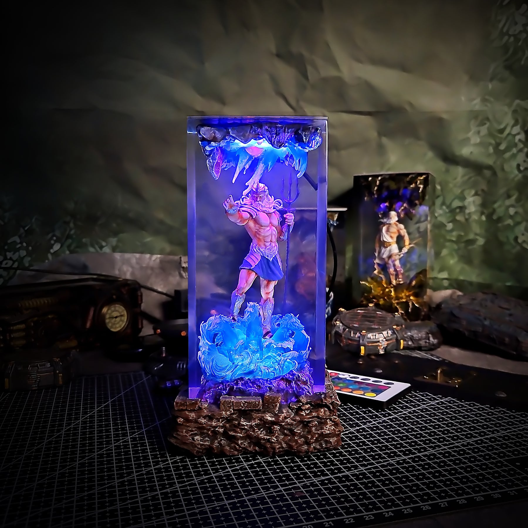 Poseidon Greek Mythology Resin Lamp – God of the Sea & Ocean Wave Diorama Light