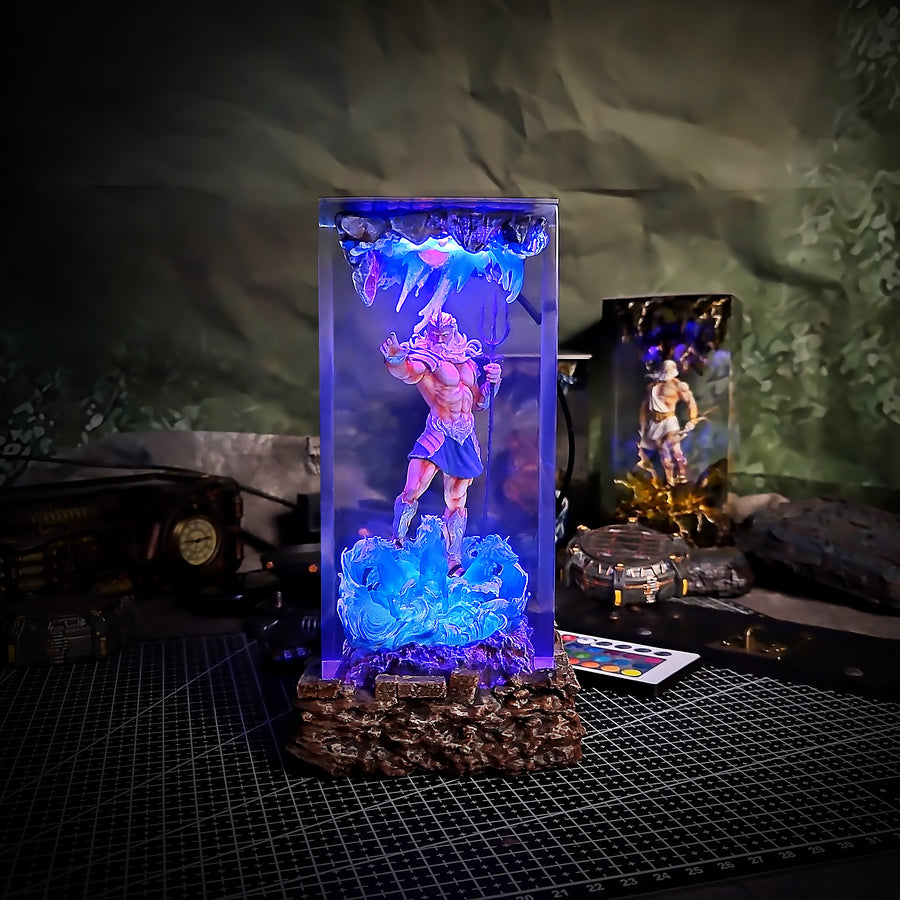 Poseidon Greek Mythology Resin Lamp – God of the Sea & Ocean Wave Diorama Light