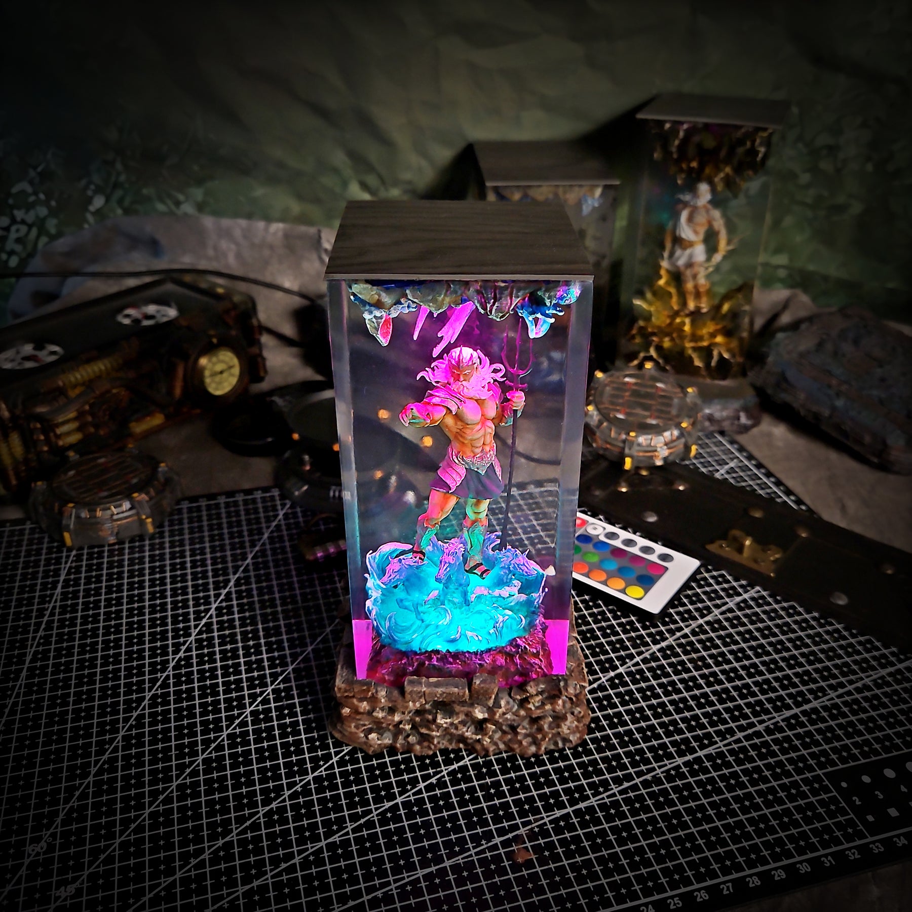 Poseidon Greek Mythology Resin Lamp – God of the Sea & Ocean Wave Diorama Light