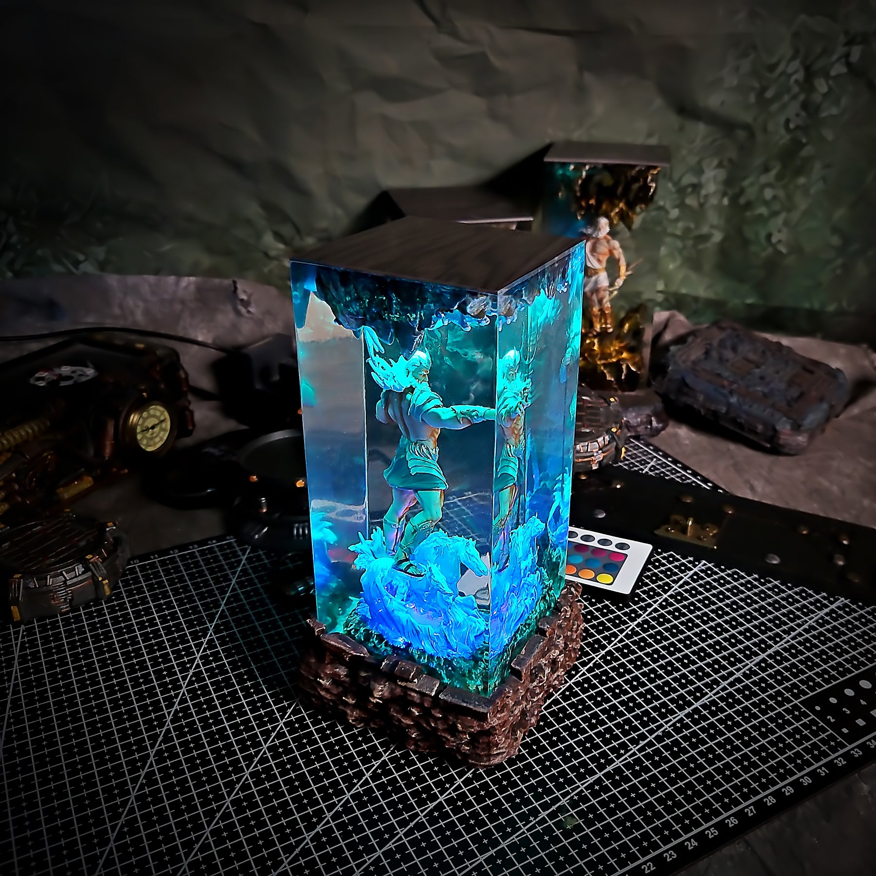 Poseidon Greek Mythology Resin Lamp – God of the Sea & Ocean Wave Diorama Light