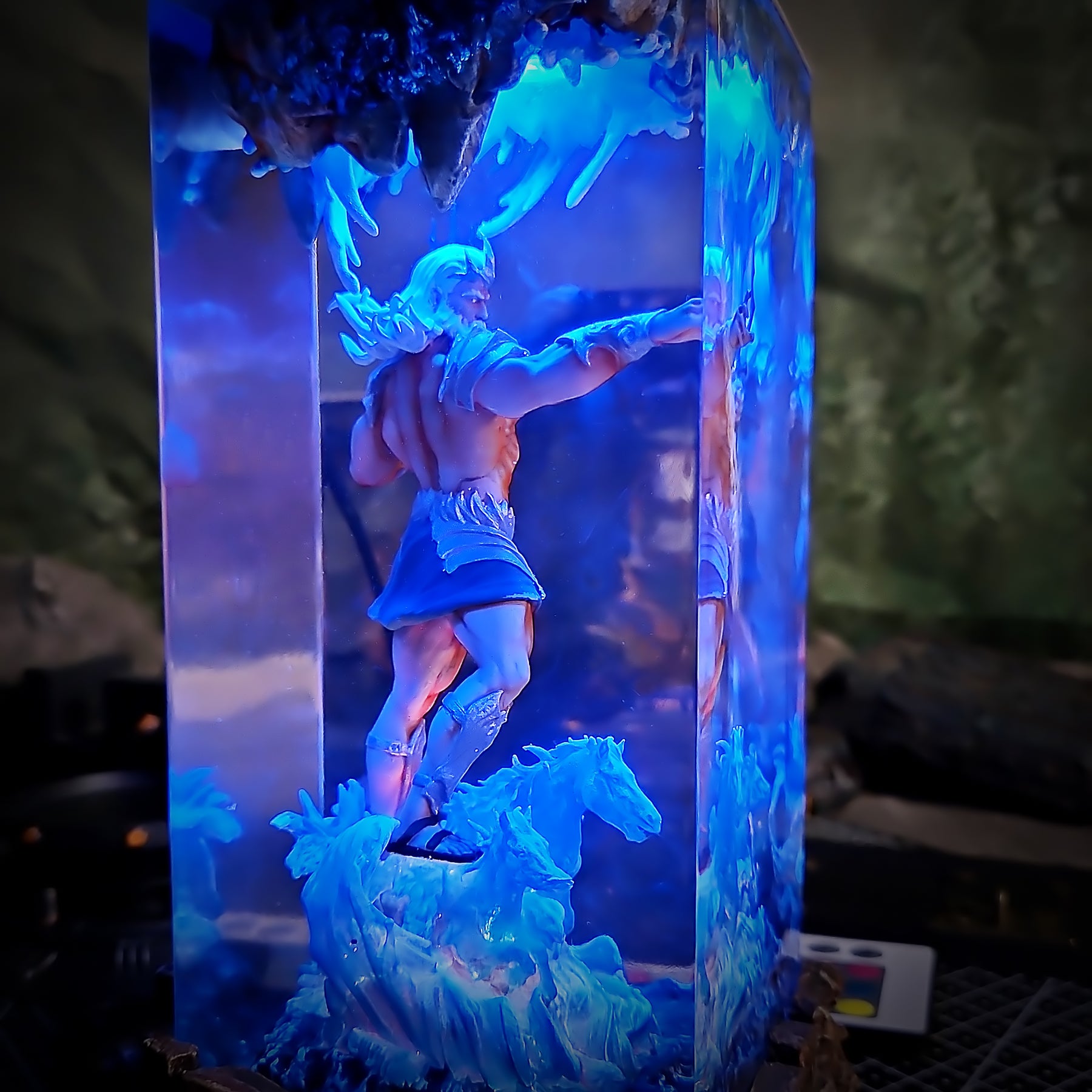 Poseidon Greek Mythology Resin Lamp – God of the Sea & Ocean Wave Diorama Light