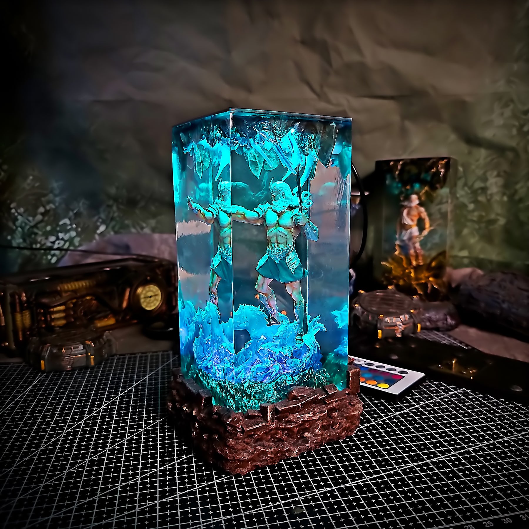 Poseidon Greek Mythology Resin Lamp – God of the Sea & Ocean Wave Diorama Light