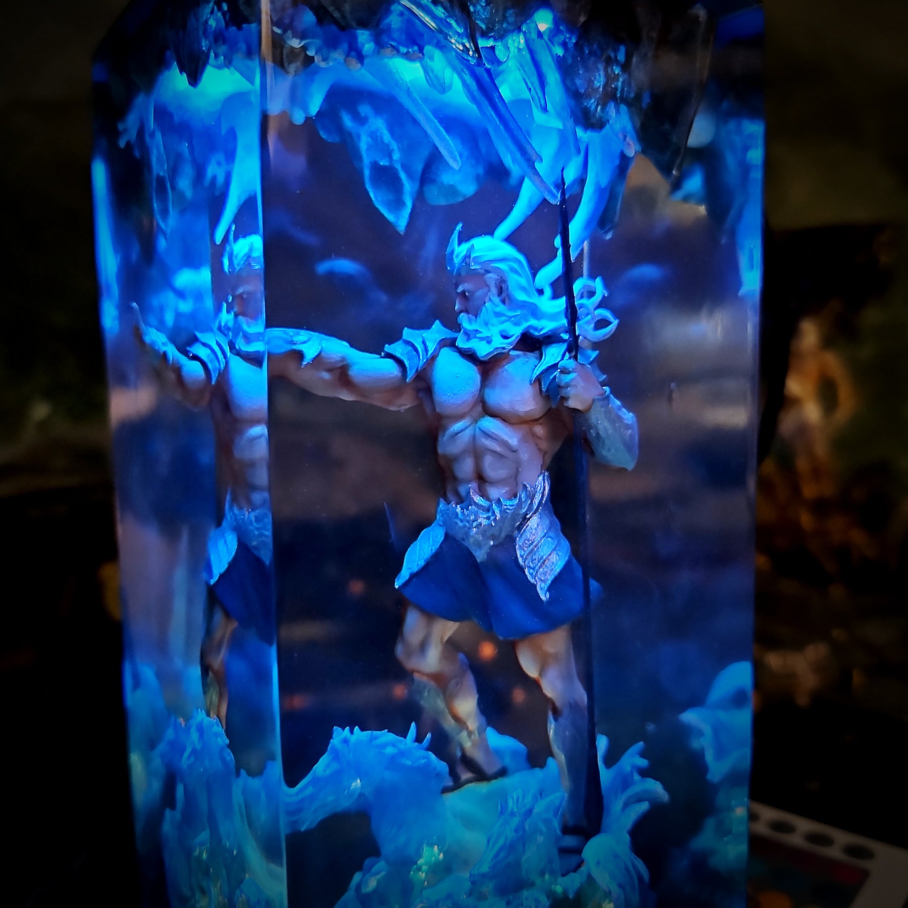 Poseidon Greek Mythology Resin Lamp – God of the Sea & Ocean Wave Diorama Light