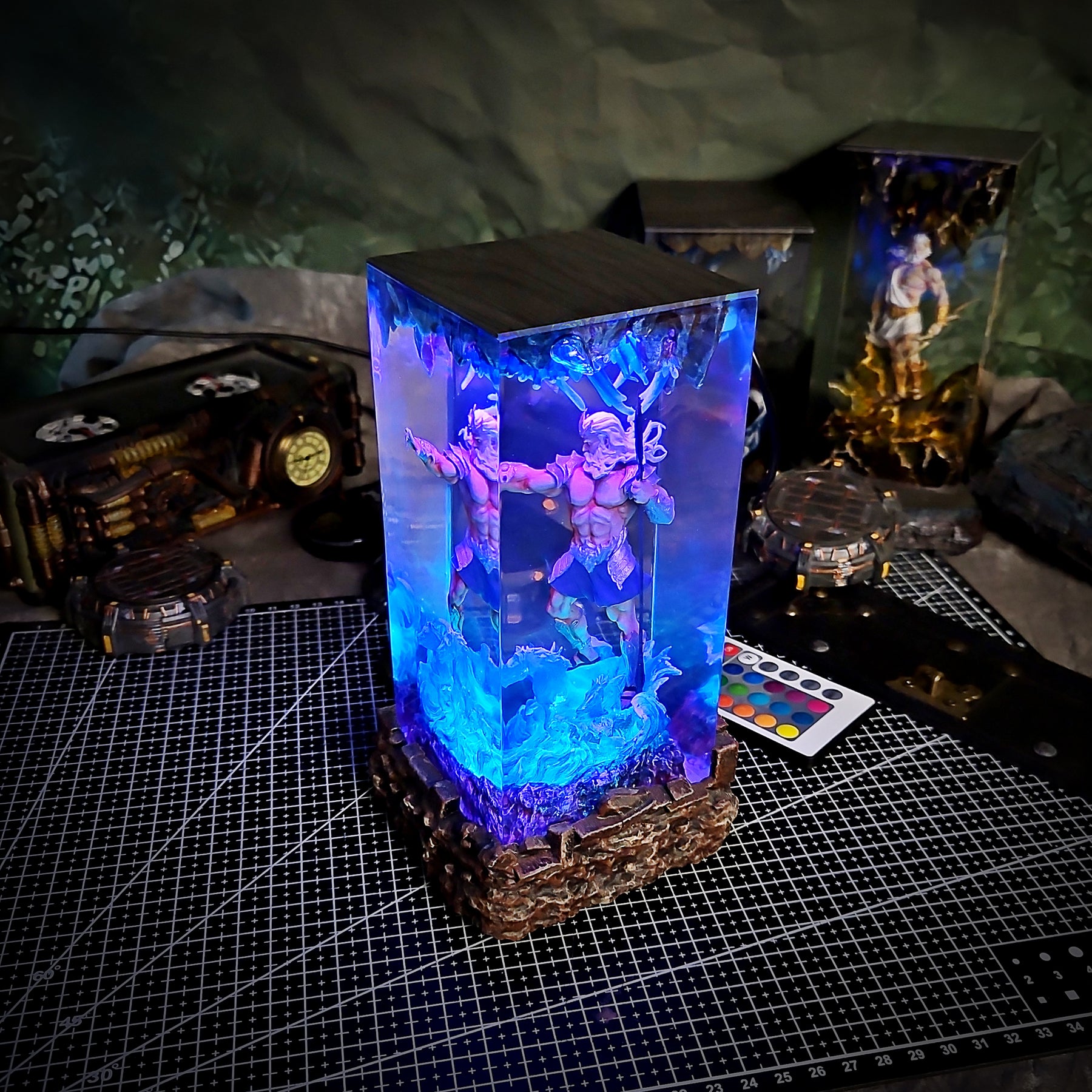 Poseidon Greek Mythology Resin Lamp – God of the Sea & Ocean Wave Diorama Light