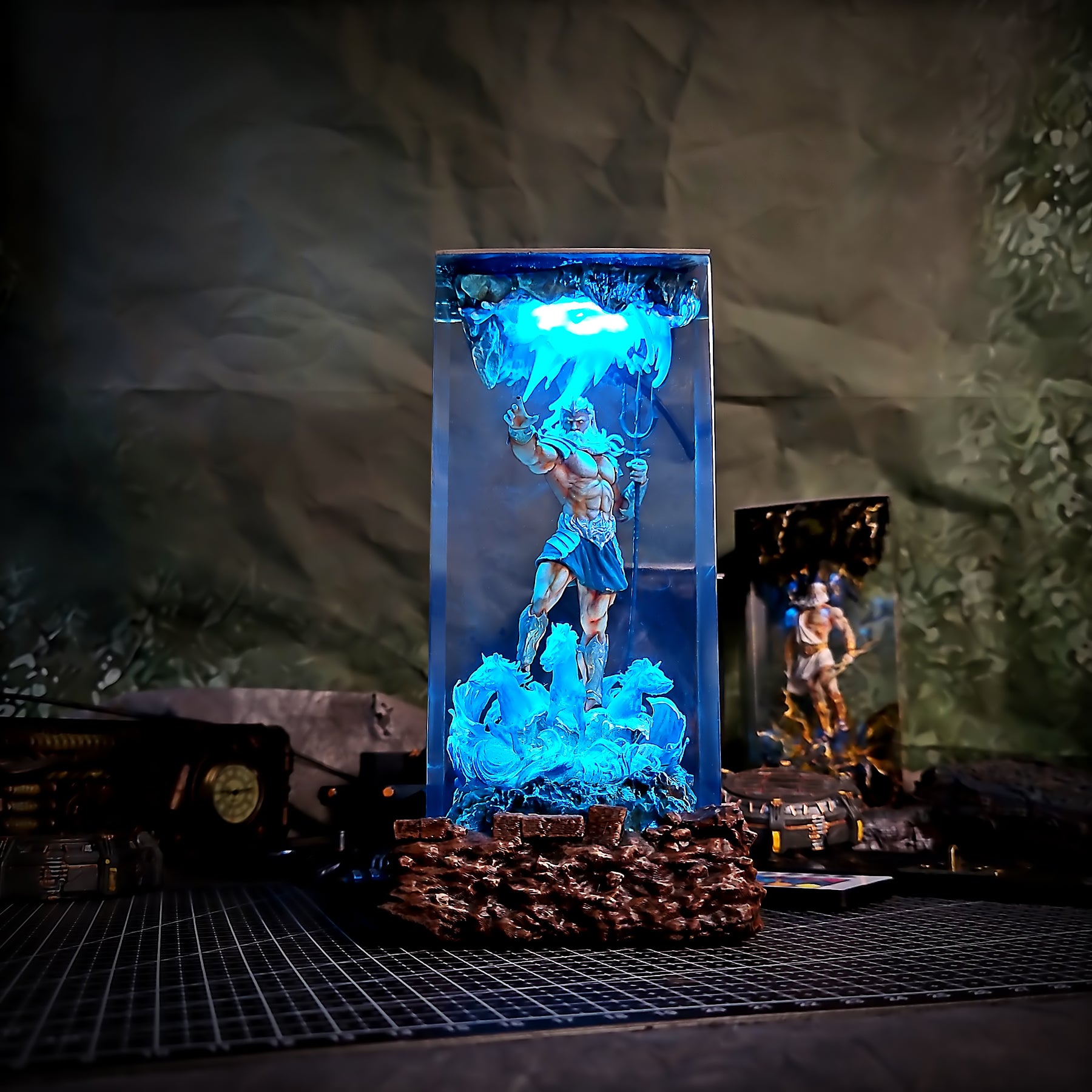 Poseidon Greek Mythology Resin Lamp – God of the Sea & Ocean Wave Diorama Light