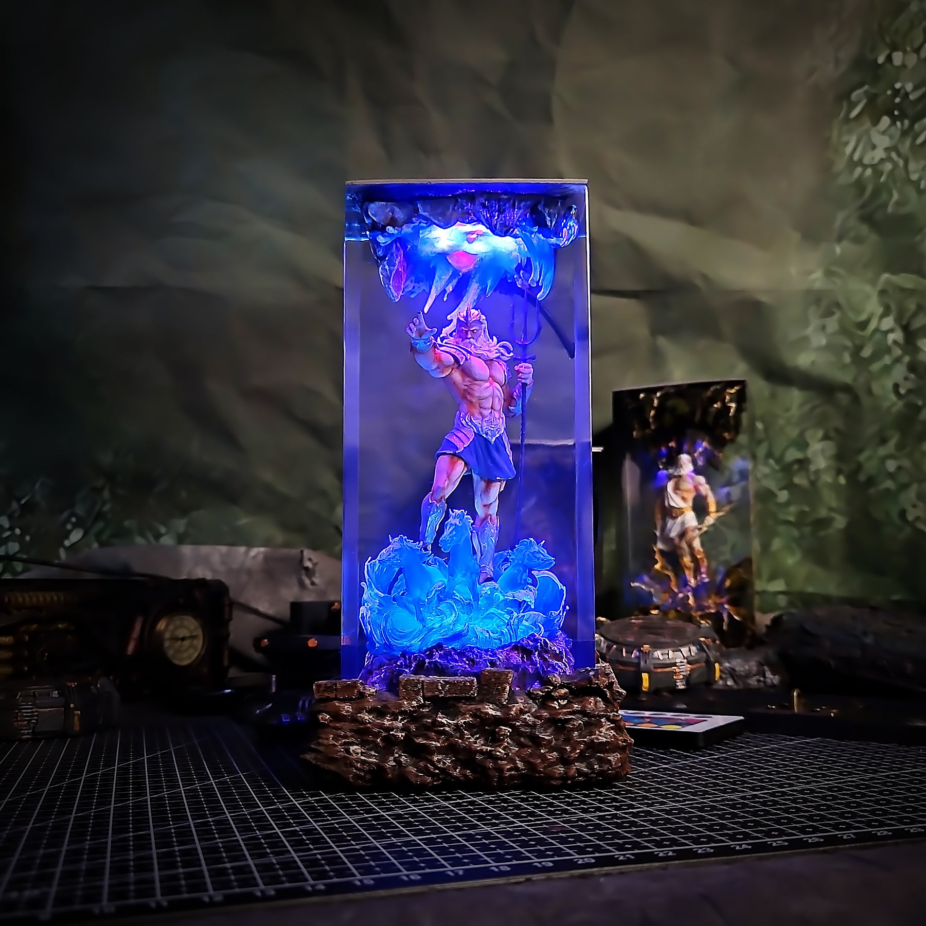 Poseidon Greek Mythology Resin Lamp – God of the Sea & Ocean Wave Diorama Light
