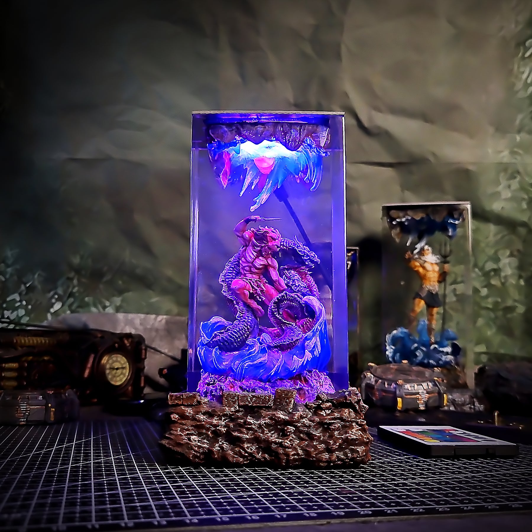 Hercules vs Hydra Epoxy Resin Lamp – Greek Mythology Battle Diorama Light